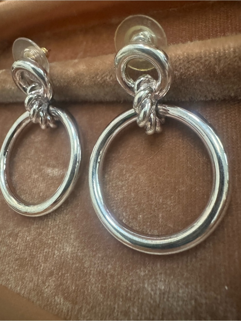 Vintage Givenchy Silver Linked Hoop Drop Earrings